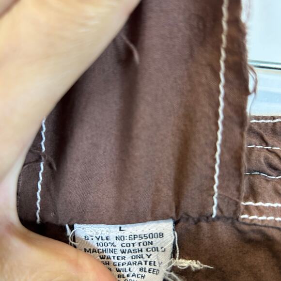 Vintage Y2K Light Cargo Pants Utility Streetwear Brown Sz L Embroidered Grunge - Picture 5 of 8